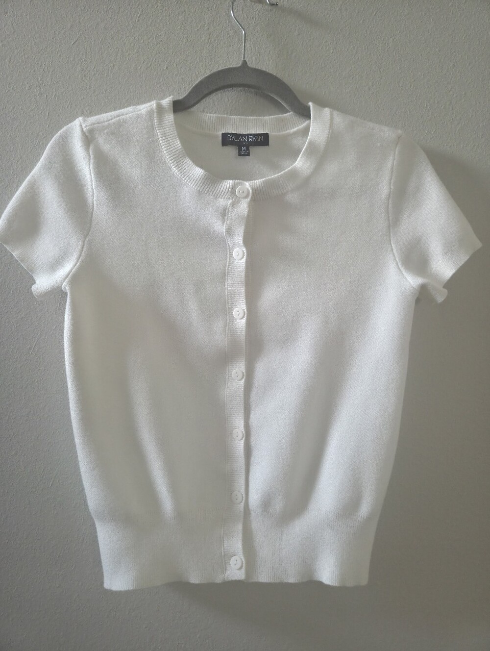 Dylan by Dylan Ryan White Short Sleeve Button Cardigan Size Medium, Like New